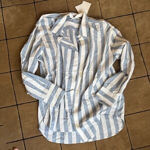 Anine Bing Casual Blue and White Striped Shirt